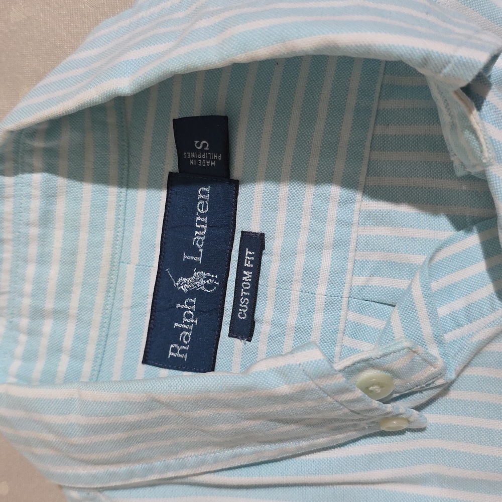 Ralph Lauren Pale Blue and White Striped Men's Button-Down Shirt - Picture 4 of 7